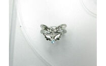 ジュエリームナカタ　【3月&nbsp;アクアマリン】&nbsp;ベビーリング　～エンジェルリボン～　シルバー製／チェーンなし