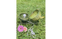 【ハンドメイド】籐の灯り　青りんごランプ　【11100-2098】