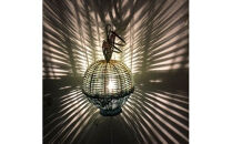 【ハンドメイド】籐の灯り　青りんごランプ　【11100-2098】