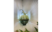 【ハンドメイド】籐の灯り　青りんごランプ　【11100-2098】