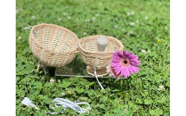 【ハンドメイド】籐の灯り　生成りんごランプ　【11100-2099】