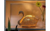 【ハンドメイド】Swan&nbsp;Light（スワンライト）＜小＞―籐編みの優雅な灯り―【11100-2100】