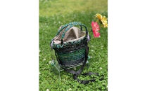 【ハンドメイド】君島アトリエ　紅籐かごバッグ（染紅籐コレクション&nbsp;彩のかご&nbsp;-みどり波）