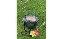 【ハンドメイド】君島アトリエ　紅籐かごバッグ（染紅籐コレクション&nbsp;彩のかご&nbsp;-みどり波）