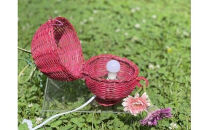 【ハンドメイド】籐の灯り　赤りんごランプ　【11100-2097】