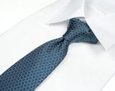 郡内織物「富士桜工房」シルクネクタイ&nbsp;籠目&nbsp;納戸色