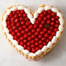 最高級洋菓子&nbsp;特注ハート型シュス木苺レアチーズケーキ30cm