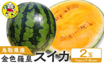 【先行予約】鳥取県北栄町産&nbsp;金色羅皇スイカ(2玉セット)１玉あたり7-9キロ前後（こちらの返礼品は、大栄西瓜ではありません）