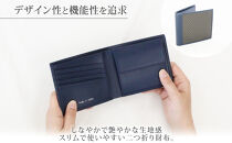 hide&nbsp;k&nbsp;1896&nbsp;ソフトカーボン&nbsp;バイフォールド&nbsp;ウォレット&nbsp;二つ折り財布【ネイビー】bi-fold&nbsp;wallet&nbsp;11.5cm×10cm×2cm&nbsp;メンズ財布&nbsp;サイフ&nbsp;札入れ&nbsp;カード&nbsp;コインケース&nbsp;本革&nbsp;カウレザー&nbsp;長野県長野市