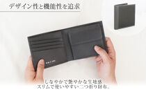 hide&nbsp;k&nbsp;1896&nbsp;ソフトカーボン&nbsp;バイフォールド&nbsp;ウォレット&nbsp;二つ折り財布【グレイ】bi-fold&nbsp;wallet&nbsp;11.5cm×10cm×2cm&nbsp;メンズ財布&nbsp;サイフ&nbsp;札入れ&nbsp;カード&nbsp;コインケース&nbsp;本革&nbsp;カウレザー&nbsp;長野県長野市
