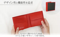 hide&nbsp;k&nbsp;1896&nbsp;ソフトカーボン&nbsp;バイフォールド&nbsp;ウォレット&nbsp;二つ折り財布【レッド】bi-fold&nbsp;wallet&nbsp;11.5cm×10cm×2cm&nbsp;メンズ財布&nbsp;サイフ&nbsp;札入れ&nbsp;カード&nbsp;コインケース&nbsp;本革&nbsp;カウレザー&nbsp;長野県長野市