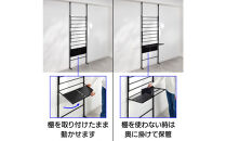 つっぱりラダー物干し＋棚板２枚セット（ブラック）_1290302566_02