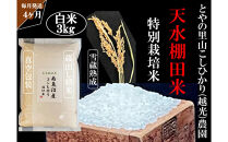 定期便「とやの里山継承プロジェクト対象」【天水棚田米】南魚沼塩沢産コシヒカリ　精米3kg全4回