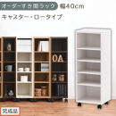 【完成品でお届け】オーダーすき間ラック〔幅40cm・キャスター・ロータイプ〕（ホワイト）隙間収納&nbsp;キャスター付き&nbsp;キッチン&nbsp;洗面台&nbsp;隙間&nbsp;収納&nbsp;洗濯機横&nbsp;隙間収納ラック&nbsp;ラック&nbsp;薄型&nbsp;木製&nbsp;約&nbsp;AKANBE400103-40-WH