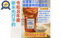 【令和8年産新米・先行予約】佐渡島産&nbsp;減農薬特別栽培米こしひかり&nbsp;真空パック&nbsp;900g×6袋セット