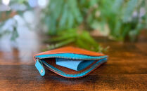 屋久鹿レザーの島財布&nbsp;キャメル×ターコイズ