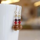 屋久杉×1月誕生石　樹脂イヤリング