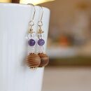 屋久杉×2月誕生石　イヤリング