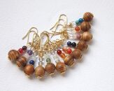 屋久杉×6月誕生石　樹脂イヤリング