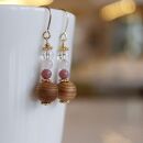 屋久杉×10月誕生石　樹脂ピアス