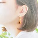 屋久杉×11月誕生石　樹脂ピアス