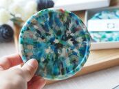 【色おまかせ(青系MIX)】コースター2枚セット(箱入り)&nbsp;材料回収地域:口永良部島(鹿児島県)