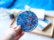 【色おまかせ(青系MIX)】コースター2枚セット(箱入り)&nbsp;材料回収地域:口永良部島(鹿児島県)