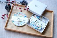 【&nbsp;色おまかせ(白MIX)】コースター2枚セット(箱入り)&nbsp;材料回収地域:口永良部島(鹿児島県)