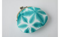 有松・鳴海絞り&nbsp;がま口小銭入れ（緑）-雪花絞り-【藍染が風にゆれる日本遺産のまち有松寄附金専用】