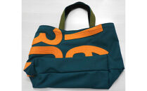 【競走馬調教用ゼッケン使用：ゼッケンバッグ】　舟形トート【1-緑色ゼッケン×橙文字】