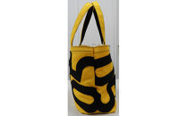 【競走馬調教用ゼッケン使用：ゼッケンバッグ】　舟形トート【3-黄色ゼッケン×黒文字】