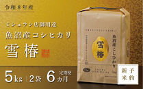 【令和8年産&nbsp;コシヒカリ&nbsp;先行予約】【定期便&nbsp;6ヶ月】魚沼産コシヒカリ&nbsp;雪椿&nbsp;10kg(5kg×2袋)&nbsp;×&nbsp;6回&nbsp;特別栽培米