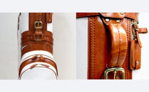 本体：ネイビー×革：ブラック【小山ゴルフバック製作所】キャディバッグ&nbsp;CB-02-T&nbsp;＜PVC×栃木レザー＞　【11100-0975】