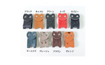 KUROKAWAカギ守猫ミニ&nbsp;miniキーカバー本革リング付きカラフル【グレージュ】