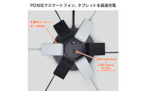 丸形ＵＳＢタップ６個口ＰＤ２０Ｗ　WLS-R6322BUC(BK)