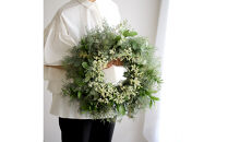 【母の日】森の香りのグリーンリース【生花&nbsp;リース&nbsp;植物&nbsp;フレッシュ&nbsp;森&nbsp;癒し&nbsp;観葉植物&nbsp;贈り物&nbsp;母の日&nbsp;おすすめ&nbsp;人気&nbsp;鳥取県&nbsp;北栄町&nbsp;手作り】