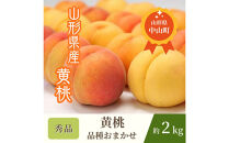 【2026年発送】♪山形黄桃　品種おまかせ♪　秀品約2Kg