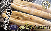 【土用丑の日】鹿児島県産うなぎ　特大白焼き2尾　合計360g以上
