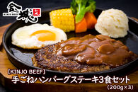 【KINJO BEEF】手ごねハンバーグステーキ（200g×3P）