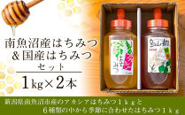 南魚沼産はちみつ＆国産はちみつセット【1kg×2本】