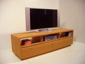 【ROUND テレビボード　ブラックチェリー153cm】＜ブラックチェリー材ツキ板　オイルフィニッシュ＞ 家具 テレビ台 テレビボード TVボード AVボード 棚 リビングボード サイドボード ローボード MUFactory