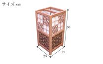 レーザー行灯「趣」 Lサイズ 八重桜と角麻組子 (和紙貼りと桜突板)