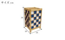 角行灯「匠」 Mサイズ 楮和紙 無地(晒) 紺色 市松模様(格子組子)