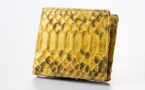 財布 二つ折り財布 ゴールド パイソン 革 ( 縦11cm × 横9.5cm ) 無双加工