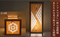 KND-450S-106&nbsp;レーザー角行灯「奏」&nbsp;麻の葉デザイン1／国産杉ツキ板／和紙貼り