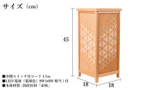 KND-450W-008&nbsp;レーザー角行灯「奏」&nbsp;重ね竜胆とゴマ柄デザイン1／桜ツキ板／楮和紙貼り