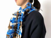 主役級の存在感。遊び心たっぷりの極上ウールストール（ブルー×ブラウン）