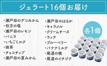 ★しまなみ・瀬戸田の素材がたっぷり！ジェラート16個【カップアイス いちご いちごみるく レモン シャーベット バニラ 抹茶 キャラメル みかん 桃 バナナ イチジク 広島 尾道】