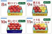 【数量限定】奥州市のりんご定期便・８回（8月～3月） 江刺りんごや新ブランドの食べ比べコース