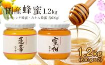 ＜国産＞かの蜂 はちみつ1.2kg（レンゲ600g、みかん600g）